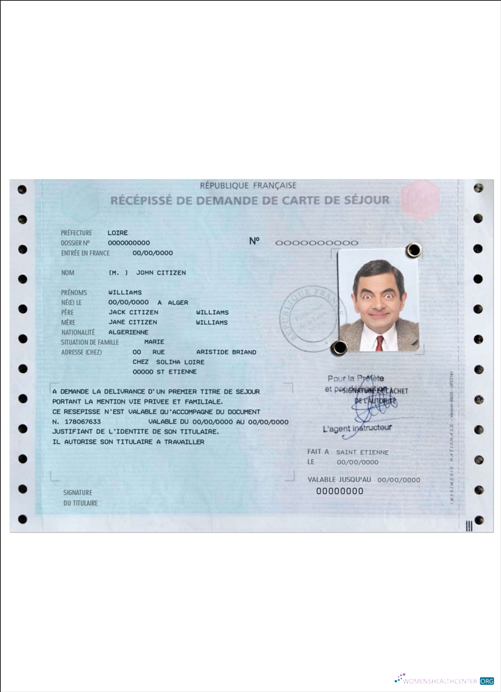 Download French residence permit (carte de séjour) Photoshop template